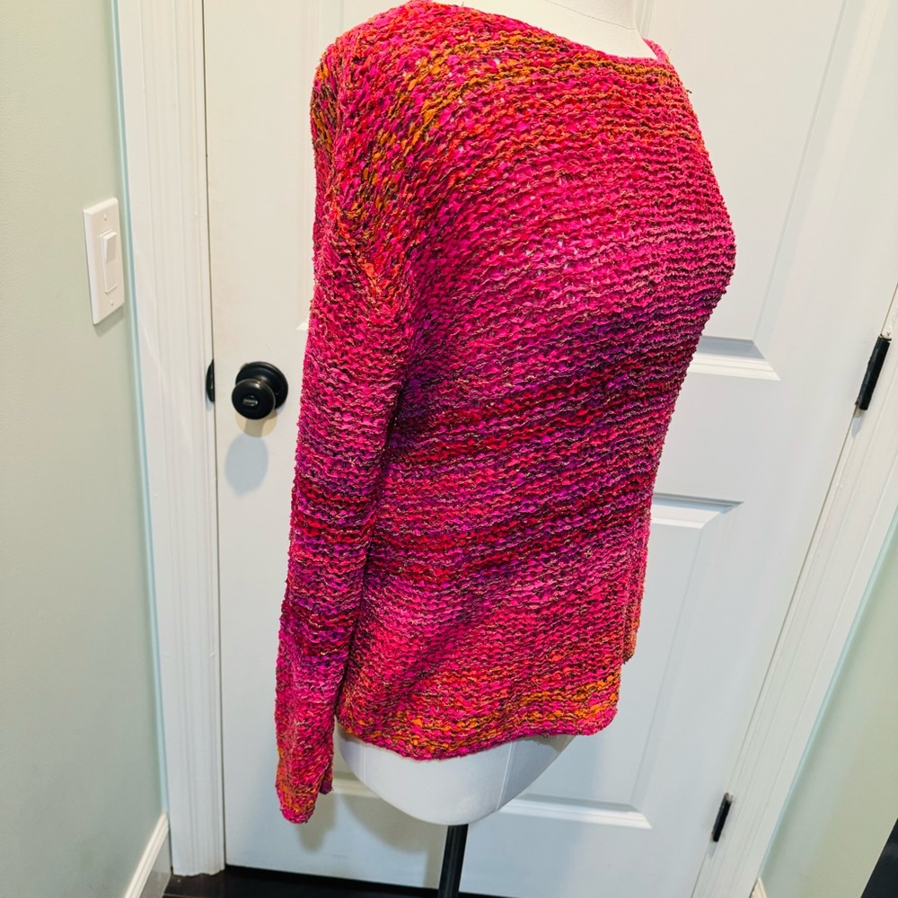 Y2K Gorgeous bright pink fuchsia Sigrid Olsen Kitted by Hand silk blend sweater.